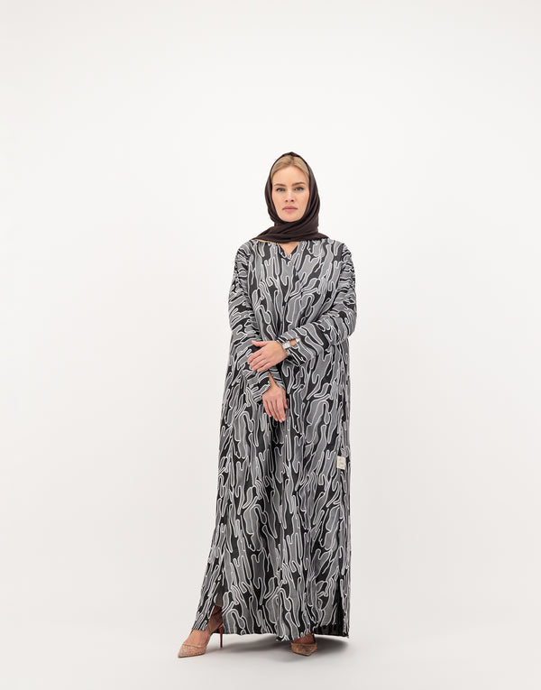 Two toned line art abaya