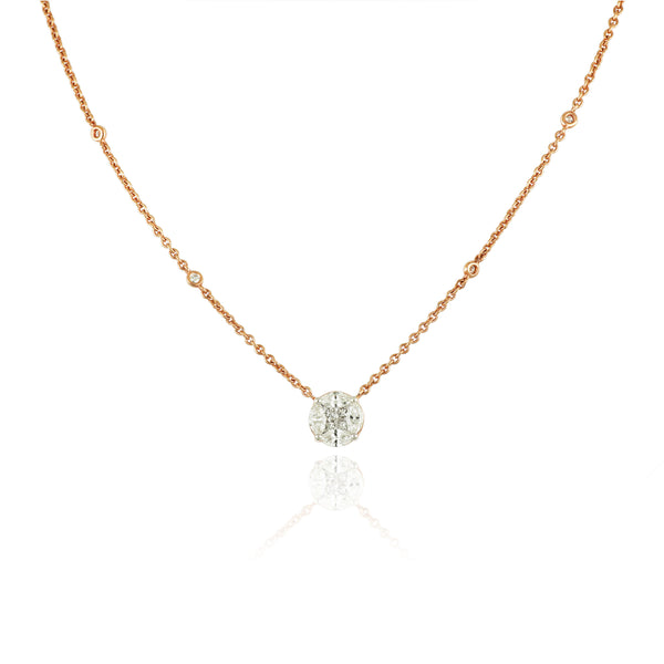 Rose Gold pendant with marquise and princess cut diamonds
