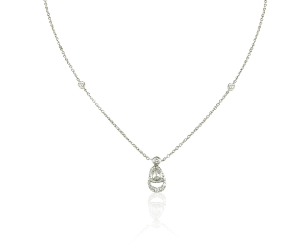 White Gold palm tree pendant  with rose cut white Diamond