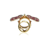 Rose Gold butterfly ring with ruby and diamond