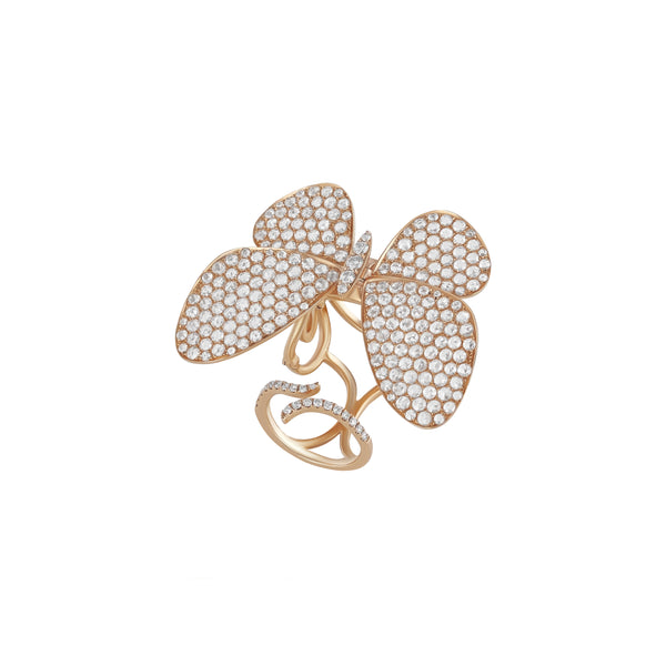 Rose Gold butterfly ring with  diamonds