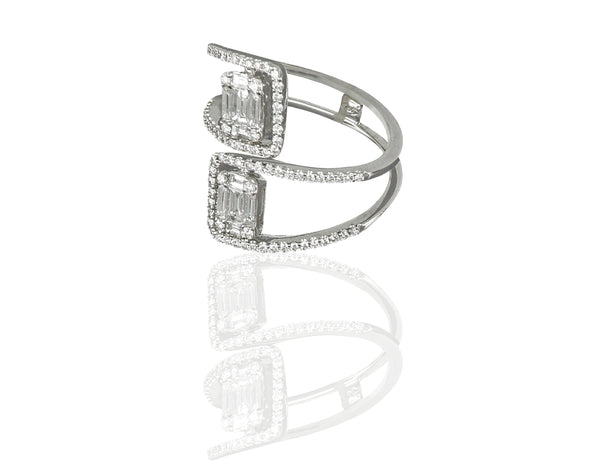 White Gold baguette with round diamonds