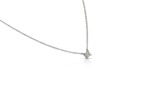 White Gold necklace with princess  cut diamond