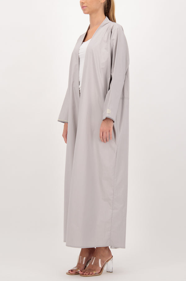 Light grey abaya with crystal details